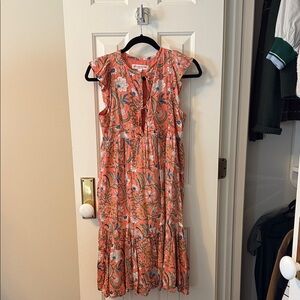 India Boutique Coral Floral Midi Dress